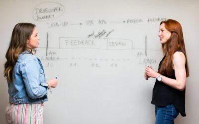 An Image showing Two Women Discussing Business